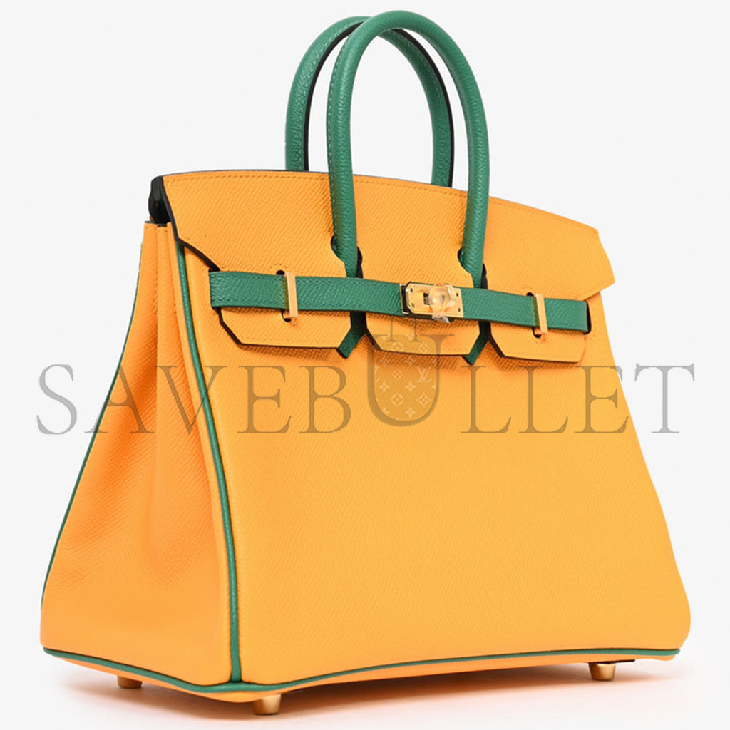 HERMÈS BIRKIN 30 TOGO LEATHER SUN YELLOW AND PEACOCK GREEN WITH GOLD BUCKLE BAG H028365CC30 (30*23*15cm)